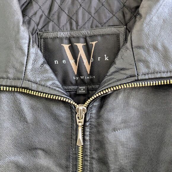 New York by Winlet Women's Black Belted‎ Genuine Leather Coat Size Medium - Picture 4 of 16